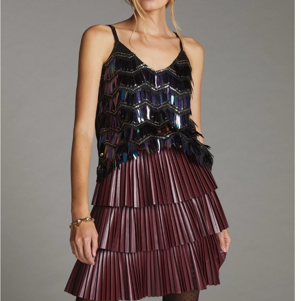 Burgundy Pleated Skirt